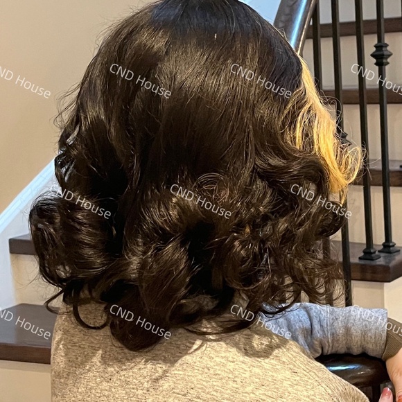 🔥 12" Lace Front Bob Wig Wavy Black Blonde Highlight 150% Final Sale! - Picture 3 of 6